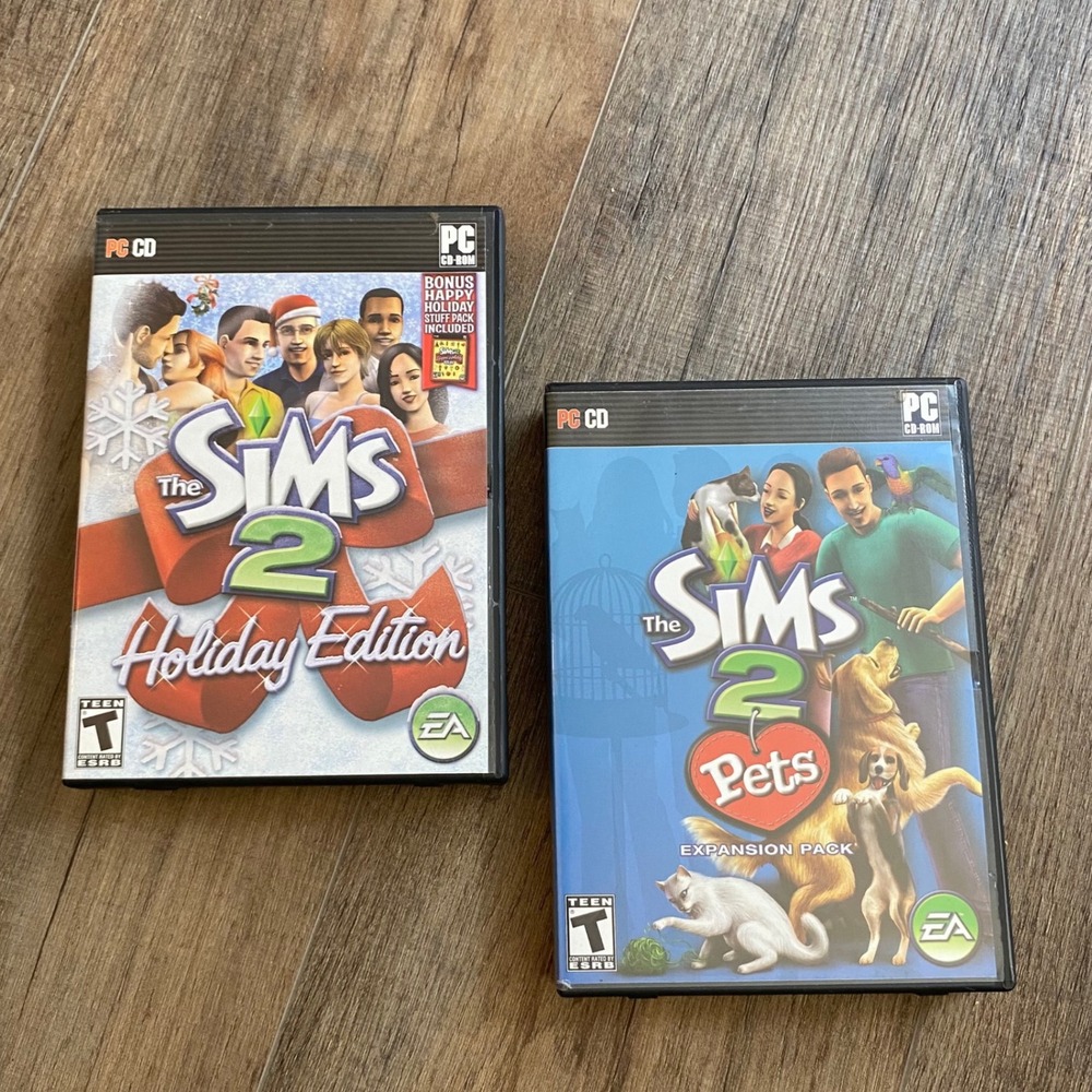 The Sims 2 PC Game Bundle Holiday Edition and Pets Expansion Pack EA Maxis